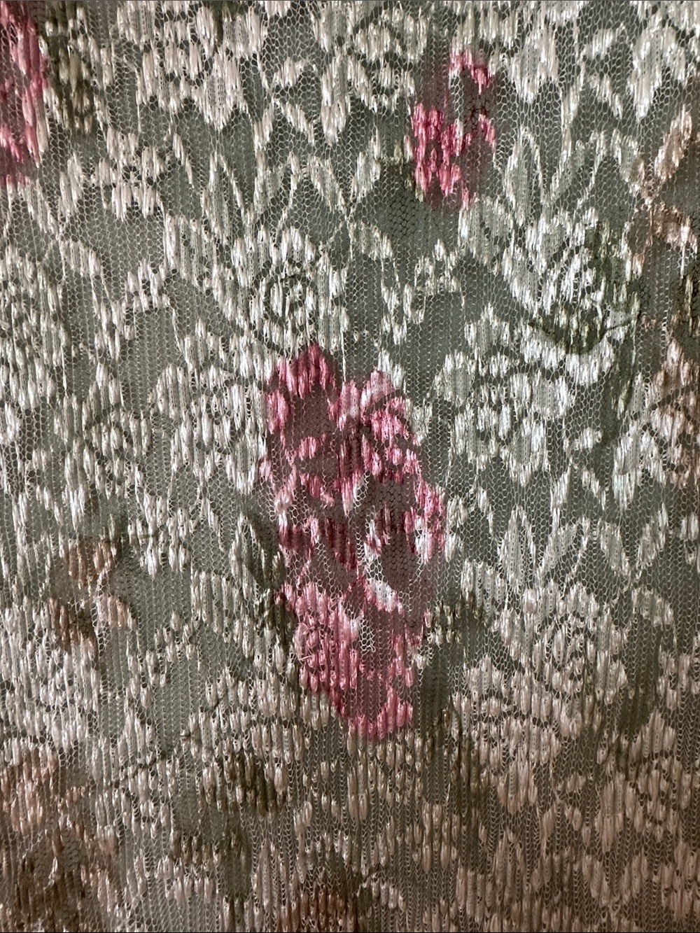 Olive Lace Floral Maxi Dress with Pink Accents - Picture 3 of 4